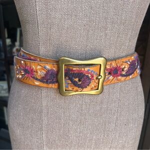LUCKY BRAND - Embroidered Floral Belt with Brass Buckle